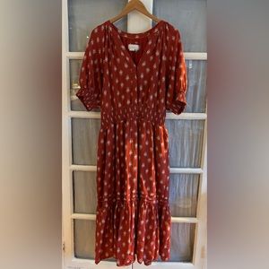 Anthropologie deep orange print maxi dress Size 1x